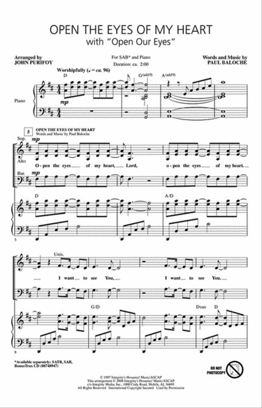 Open the Eyes of My Heart (with Open Our Eyes, Lord) 3-Part scores gallery preview page 2