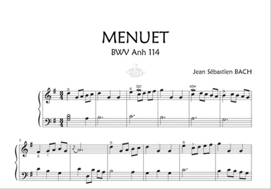 2 Menuets : BWV Anh 114 - BWV Anh 115 (Collection Anacrouse) Piano Solo scores gallery preview page 2