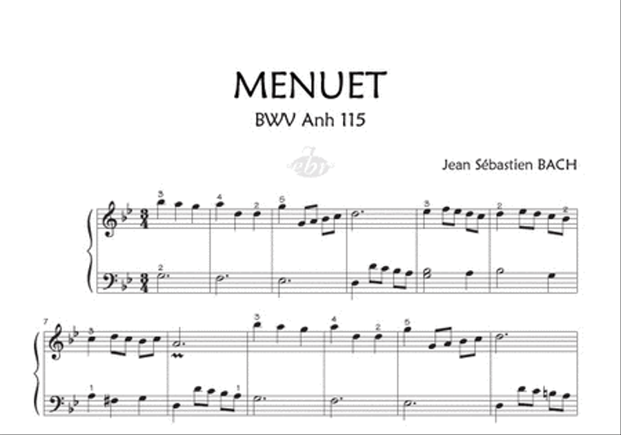 2 Menuets : BWV Anh 114 - BWV Anh 115 (Collection Anacrouse) Piano Solo scores gallery preview page 3