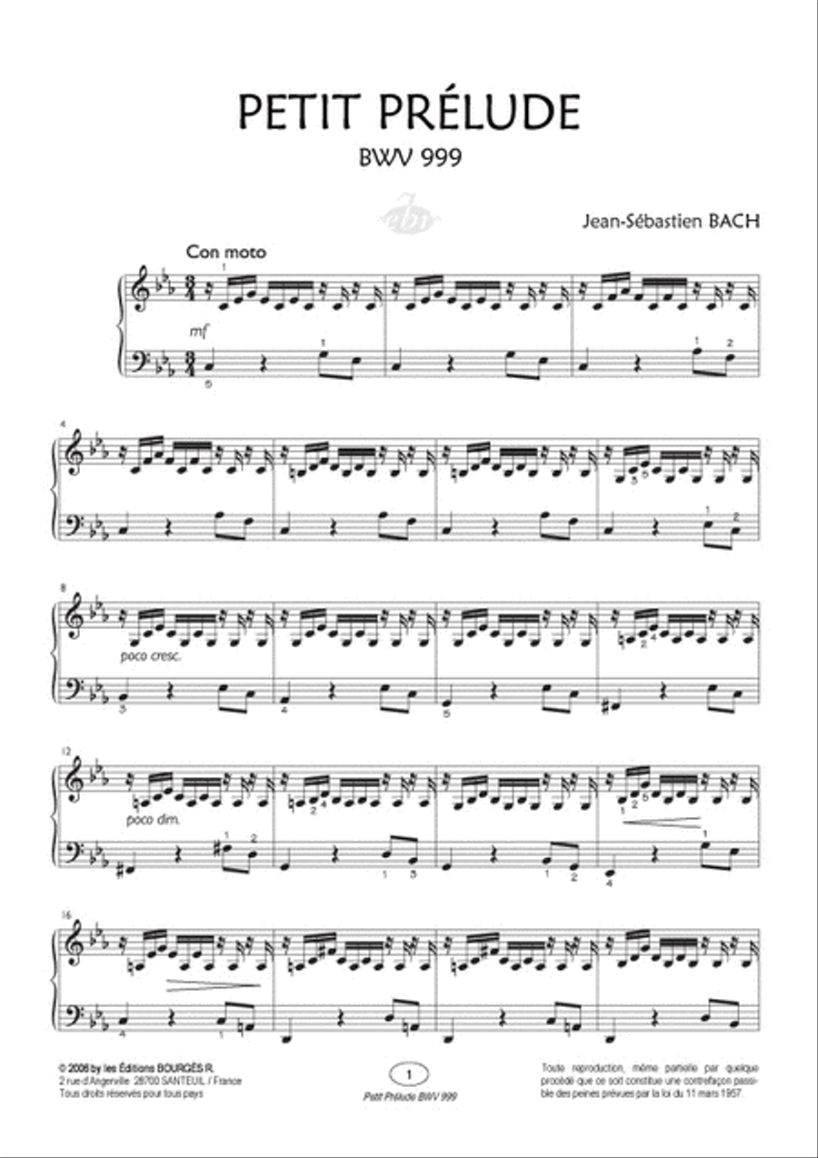 Petit Prélude BWV 999 (Collection Anacrouse) Piano Solo scores gallery preview page 2
