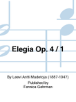 Elegia / Elegy Op. 4/1