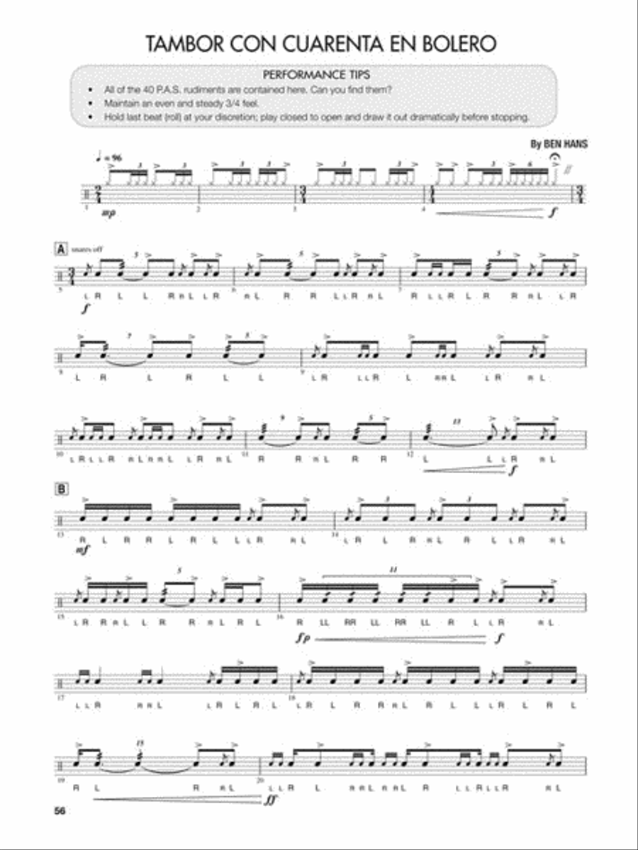 Rudimental Drum Solos for the Marching Snare Drummer Snare Drum scores gallery preview page 6