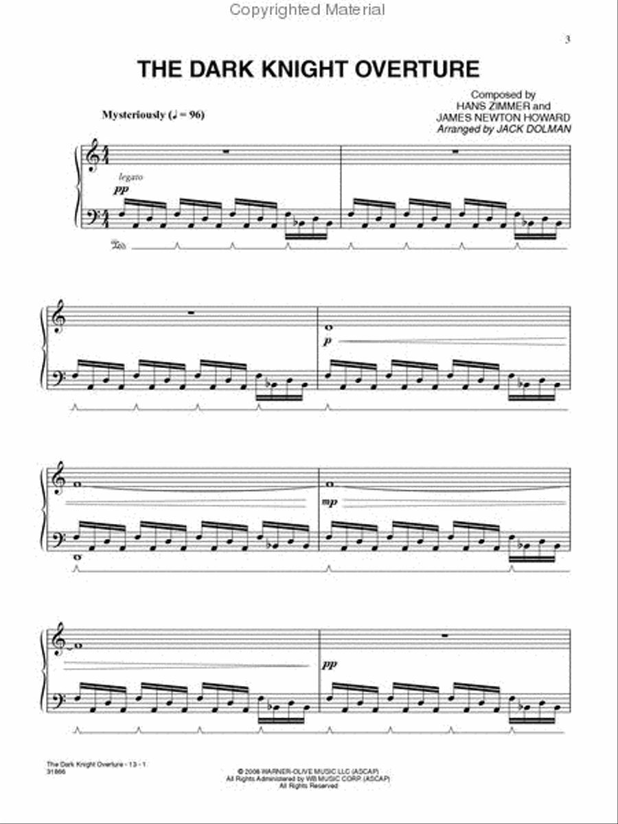 Selections from the Motion Picture The Dark Knight Piano Solo scores gallery preview page 3