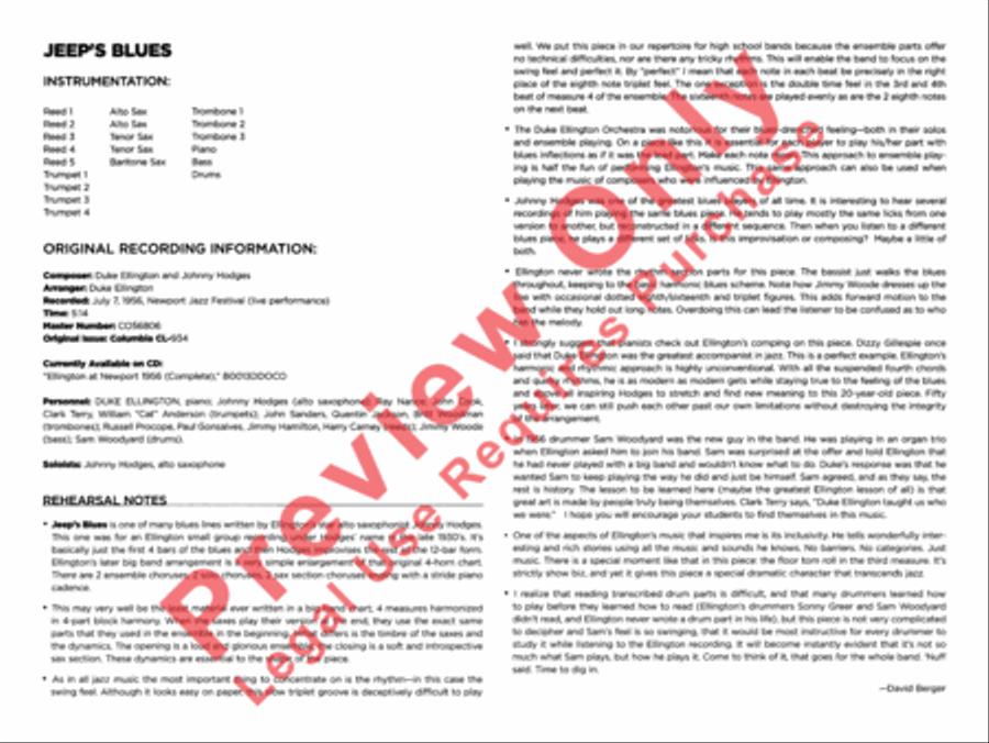 Jeep's Blues Jeep's Blues Jazz Ensemble scores gallery preview page 5