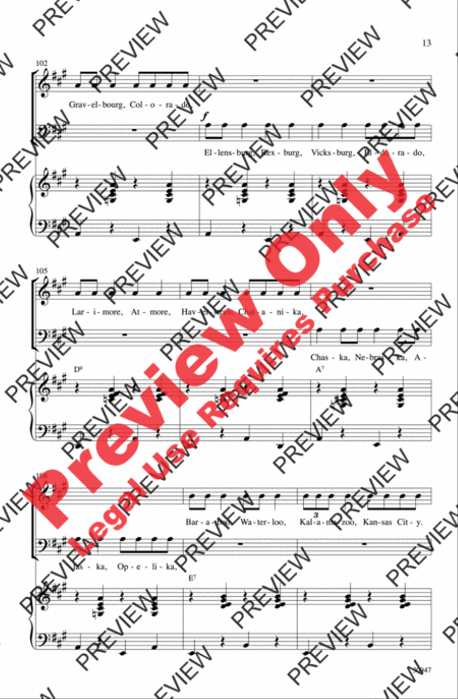 I've Been Everywhere I've Been Everywhere 4-Part scores gallery preview page 13