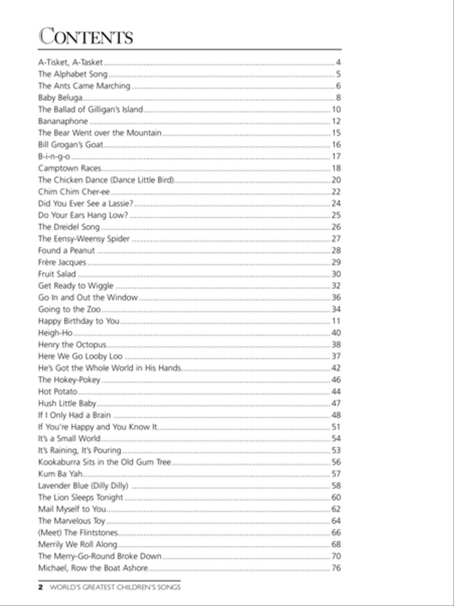 World's Greatest Children's Songs Easy Piano scores gallery preview page 2