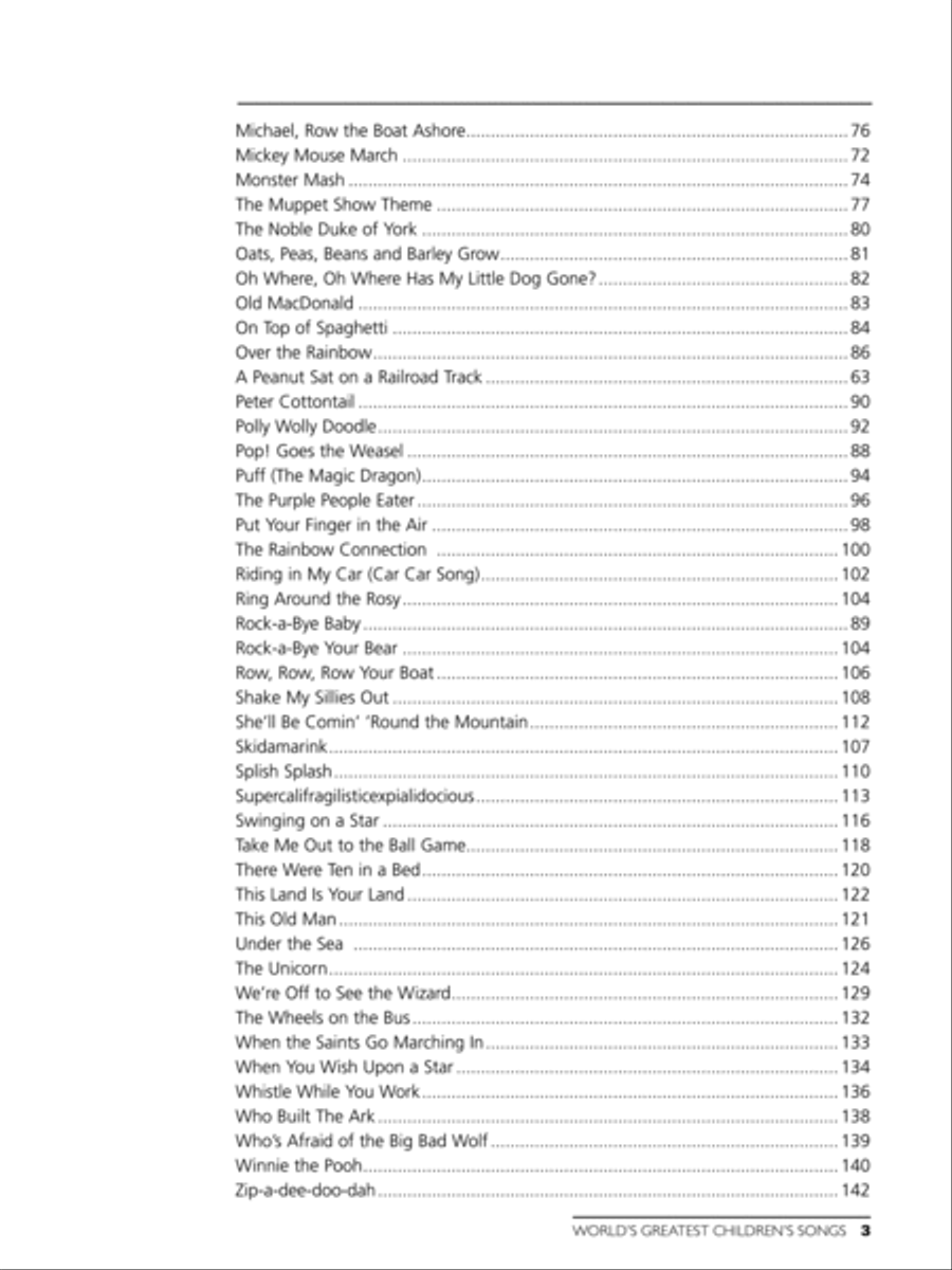 World's Greatest Children's Songs Easy Piano scores gallery preview page 9