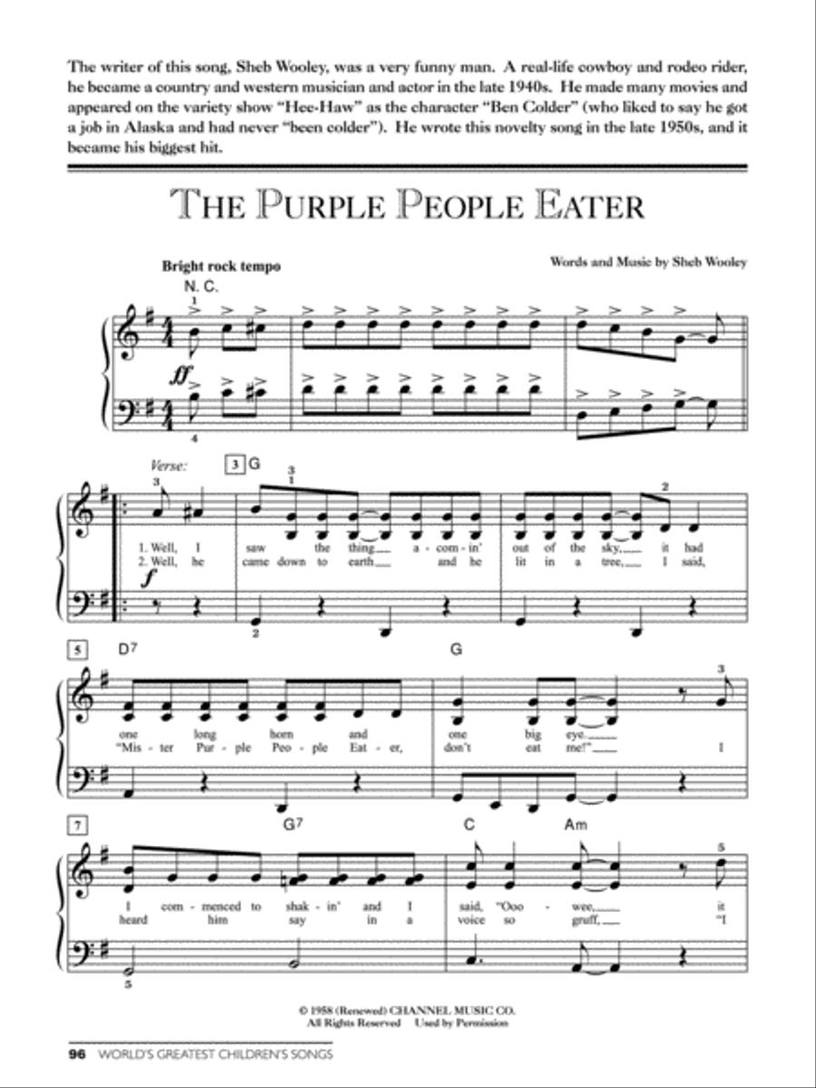 World's Greatest Children's Songs Easy Piano scores gallery preview page 10
