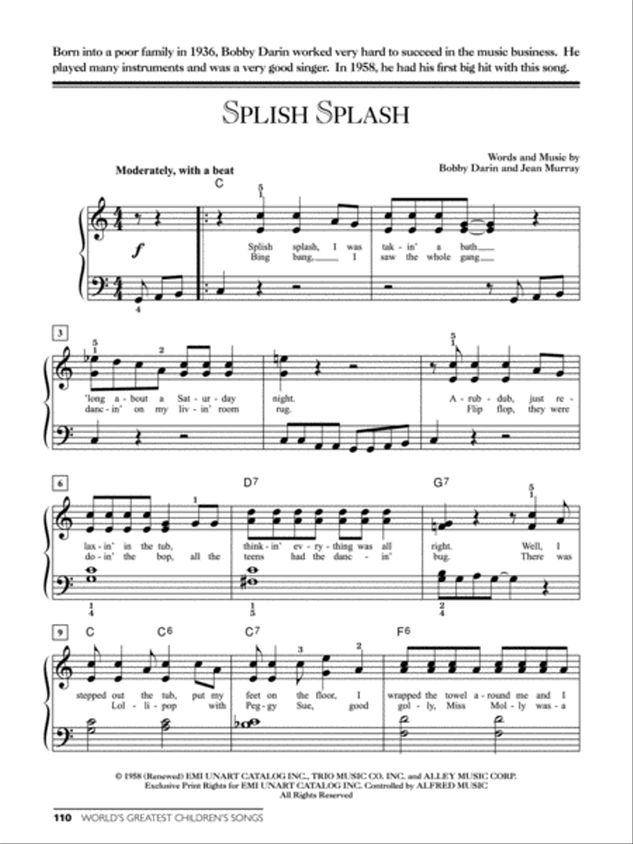 World's Greatest Children's Songs Easy Piano scores gallery preview page 12