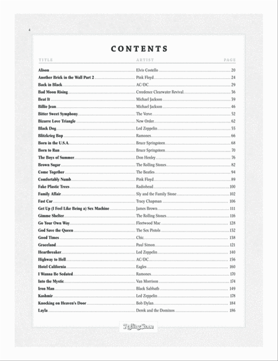 Selections from Rolling Stone Magazine's 500 Greatest Songs of All Time Guitar Tablature scores gallery preview page 5