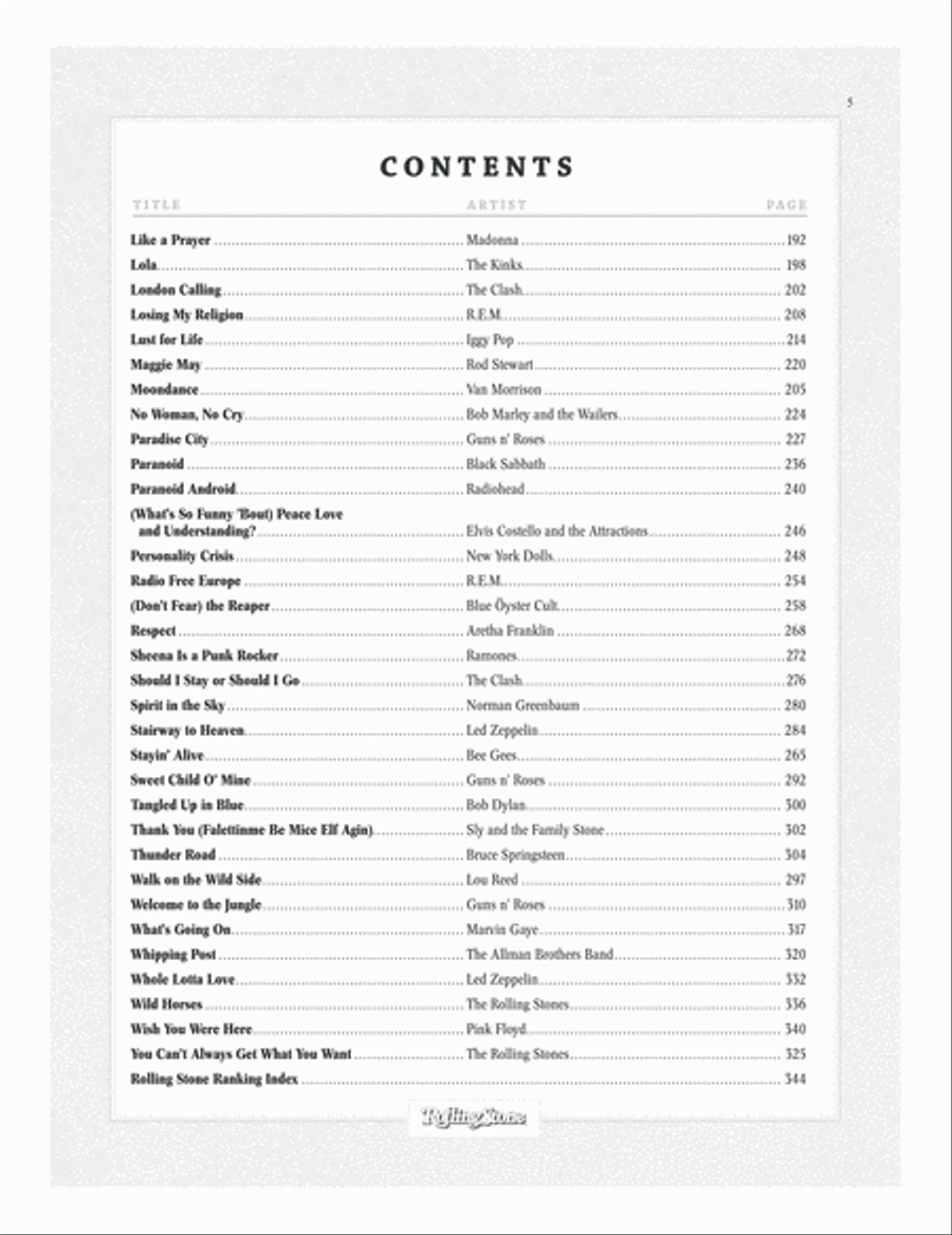 Selections from Rolling Stone Magazine's 500 Greatest Songs of All Time Guitar Tablature scores gallery preview page 6