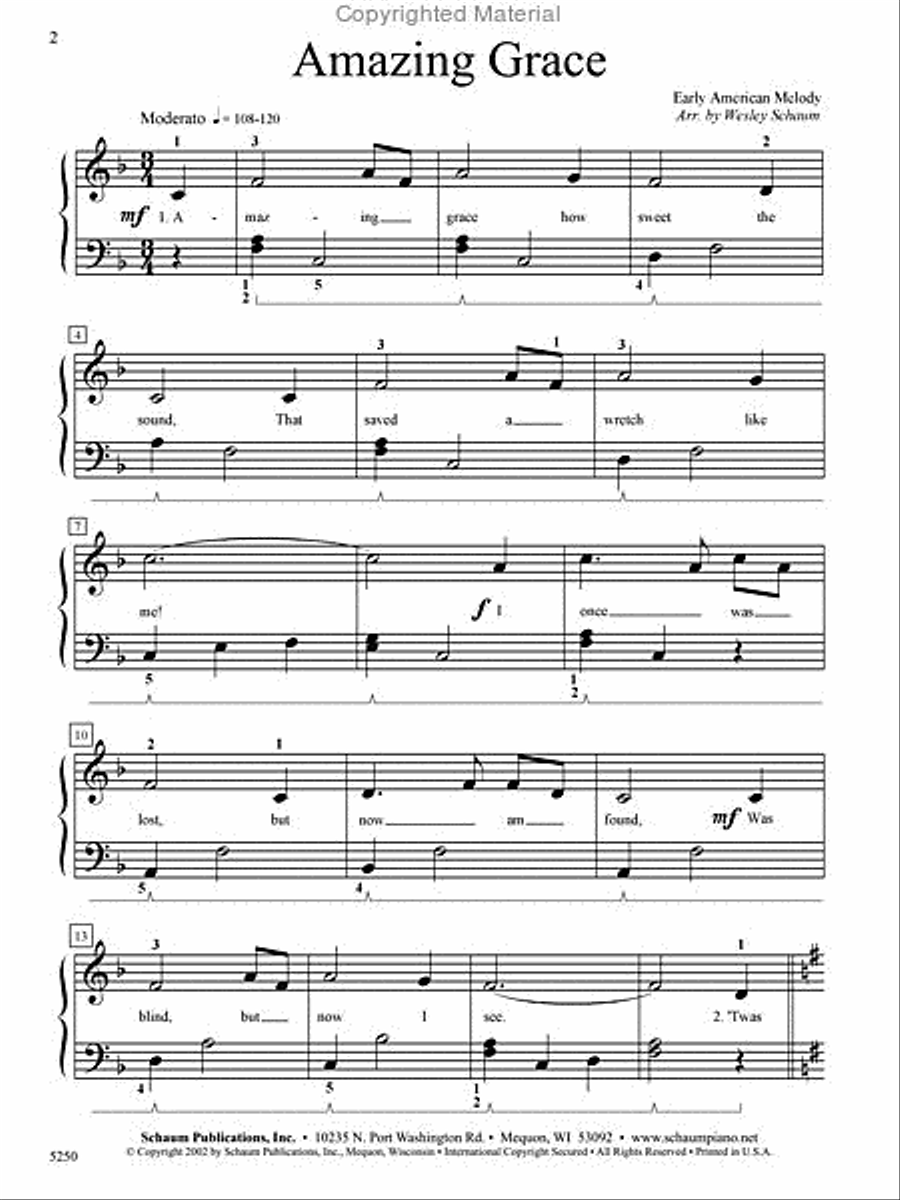 Amazing Grace Piano Method scores gallery preview page 2