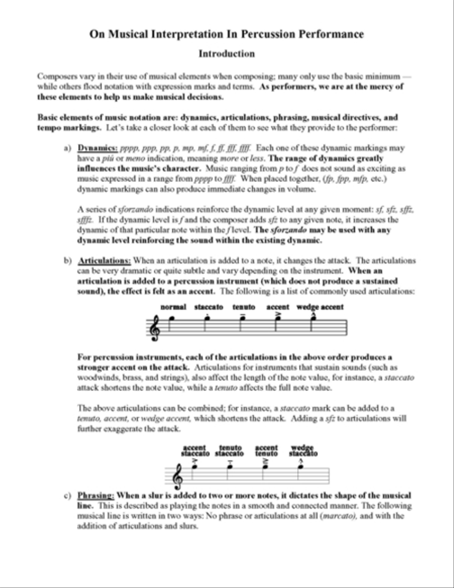 On Musical Interpretation in Percussion Peformance Percussion scores gallery preview page 3