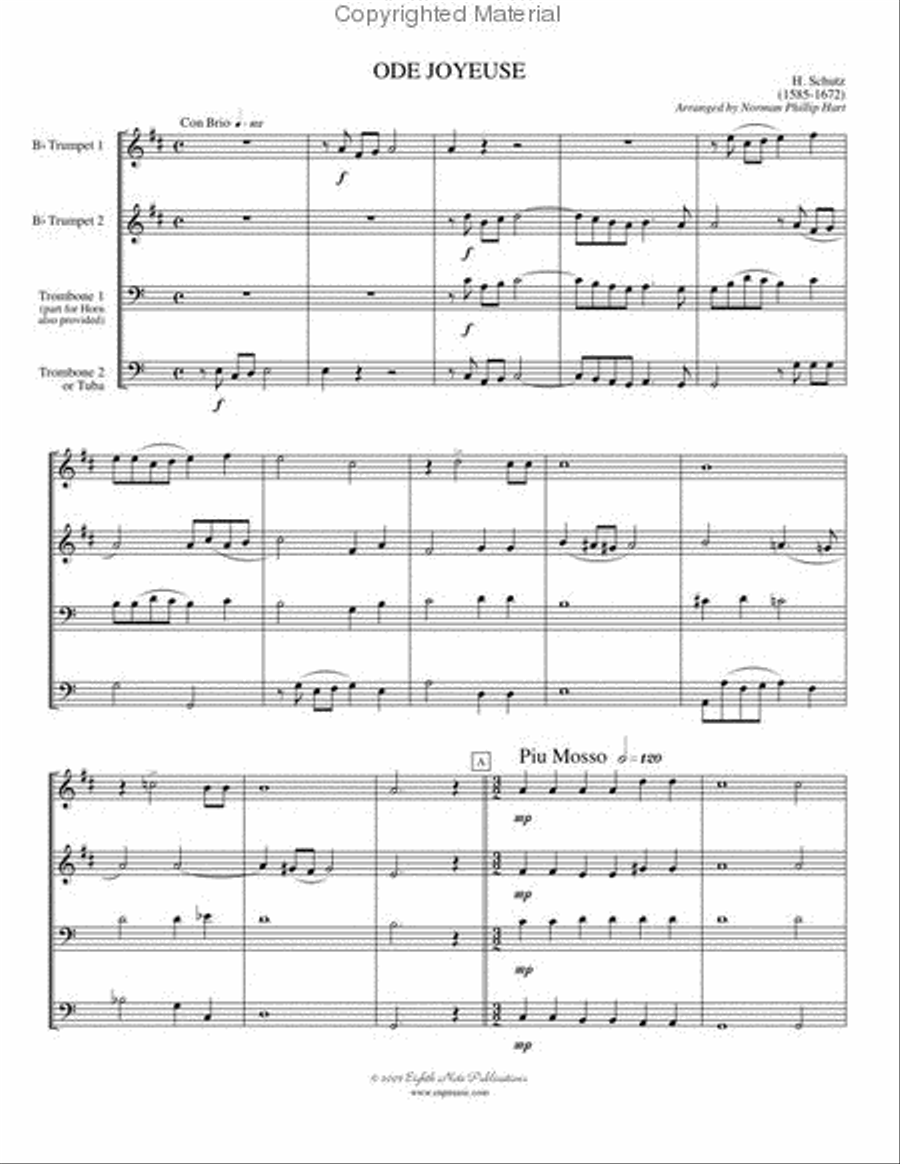 Ode Joyeuse Ode Joyeuse Brass Quartet scores gallery preview page 2