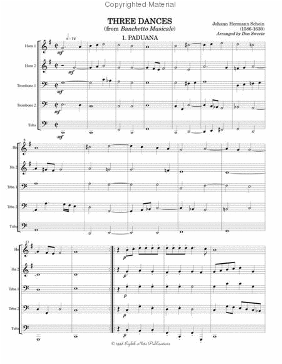 Three Dances (from Banchetto Musicale) Brass Ensemble scores gallery preview page 2