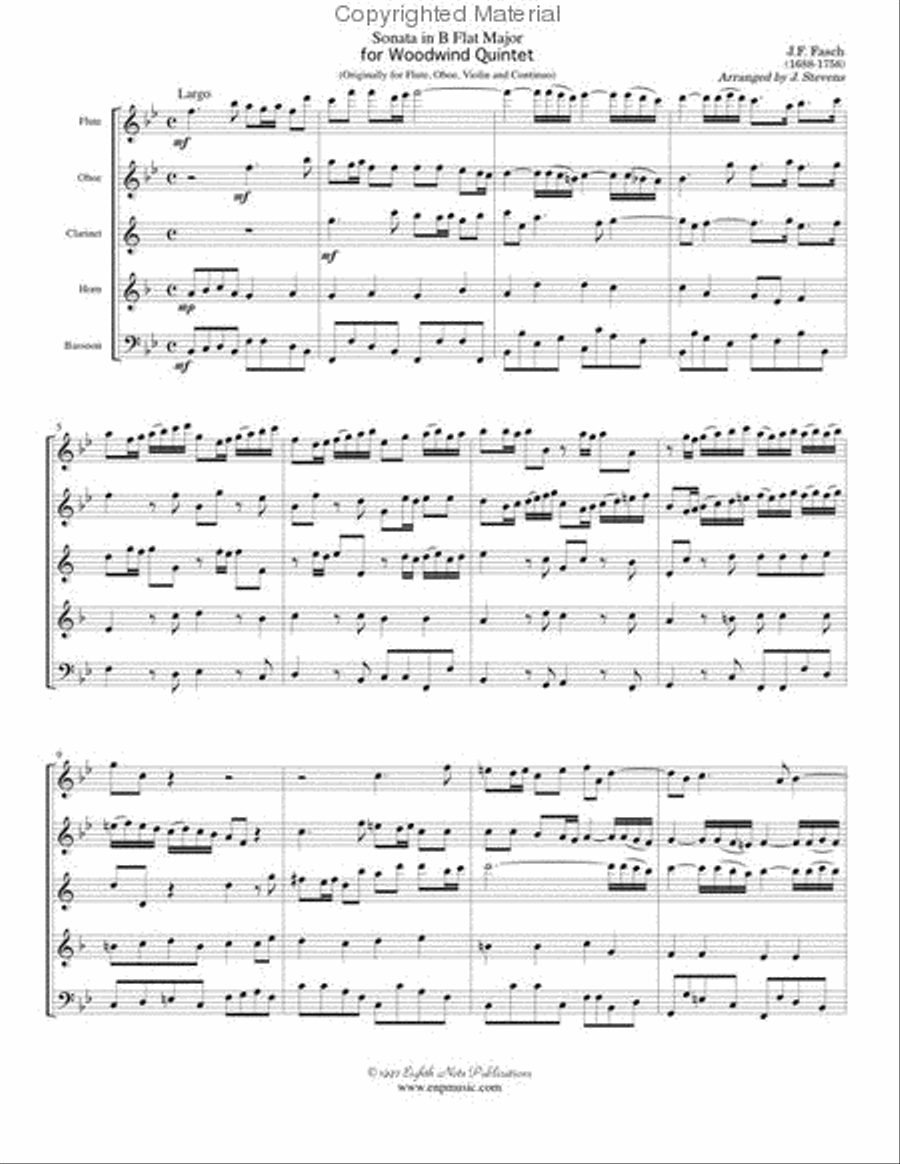 Sonata in B-flat Sonata in B-flat Woodwind Quintet scores gallery preview page 2