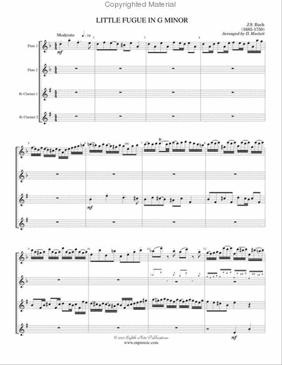 Little Fugue in G Minor Little Fugue in G Minor Woodwind Quartet scores gallery preview page 2
