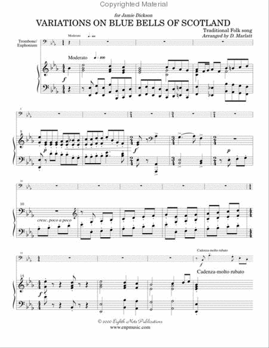 Variations on Blue Bells of Scotland Euphonium scores gallery preview page 2