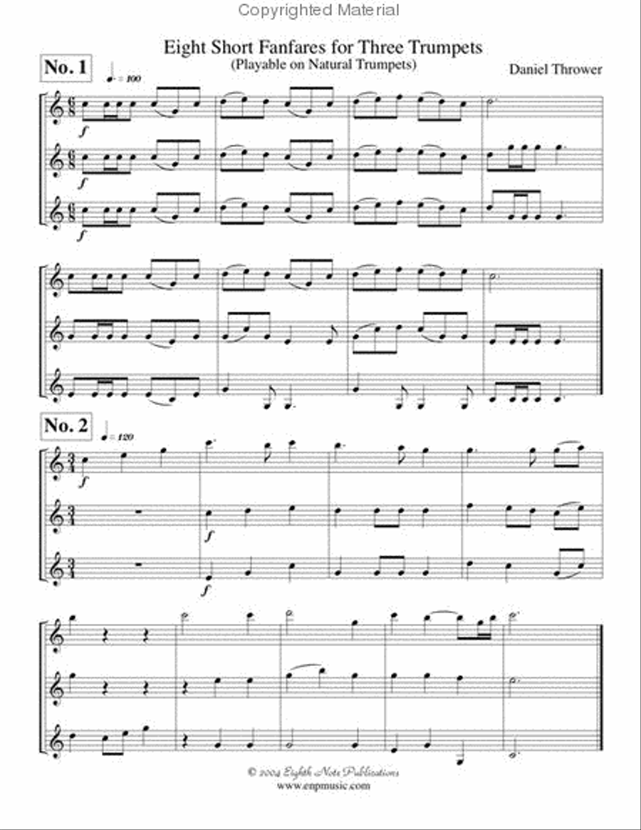 Eight Short Fanfares for 3 Trumpets Trumpet Trio scores gallery preview page 2