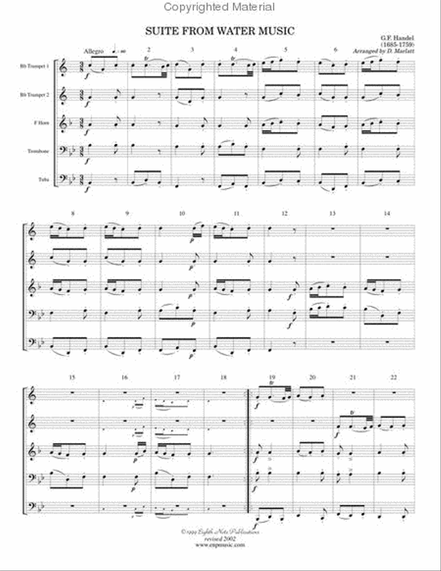 Suite (from Water Music) Suite (from Water Music) Brass Quintet scores gallery preview page 2