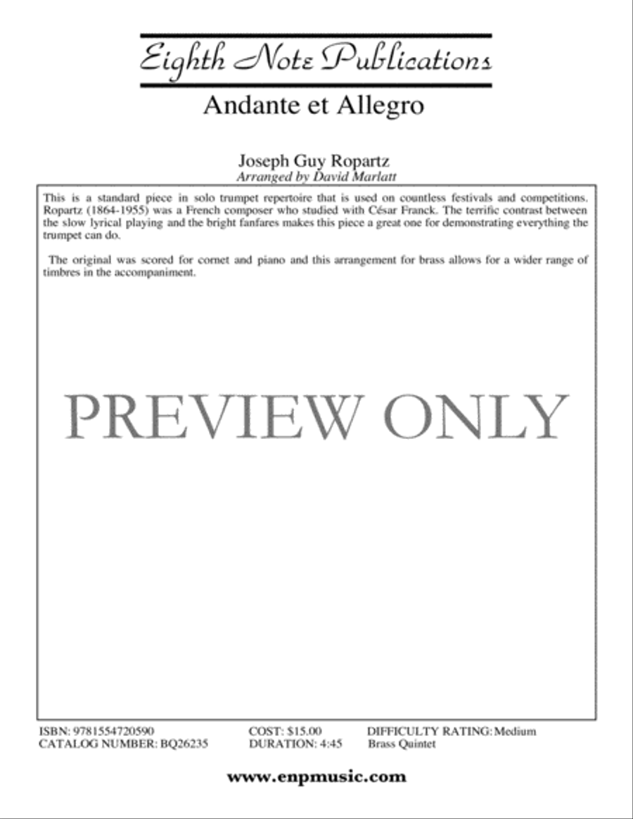 Andante et Allegro Brass Quintet scores gallery preview page 2