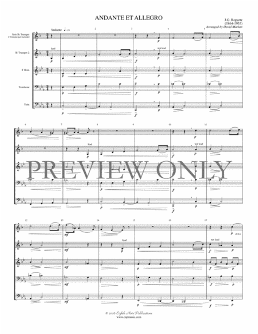 Andante et Allegro Brass Quintet scores gallery preview page 3