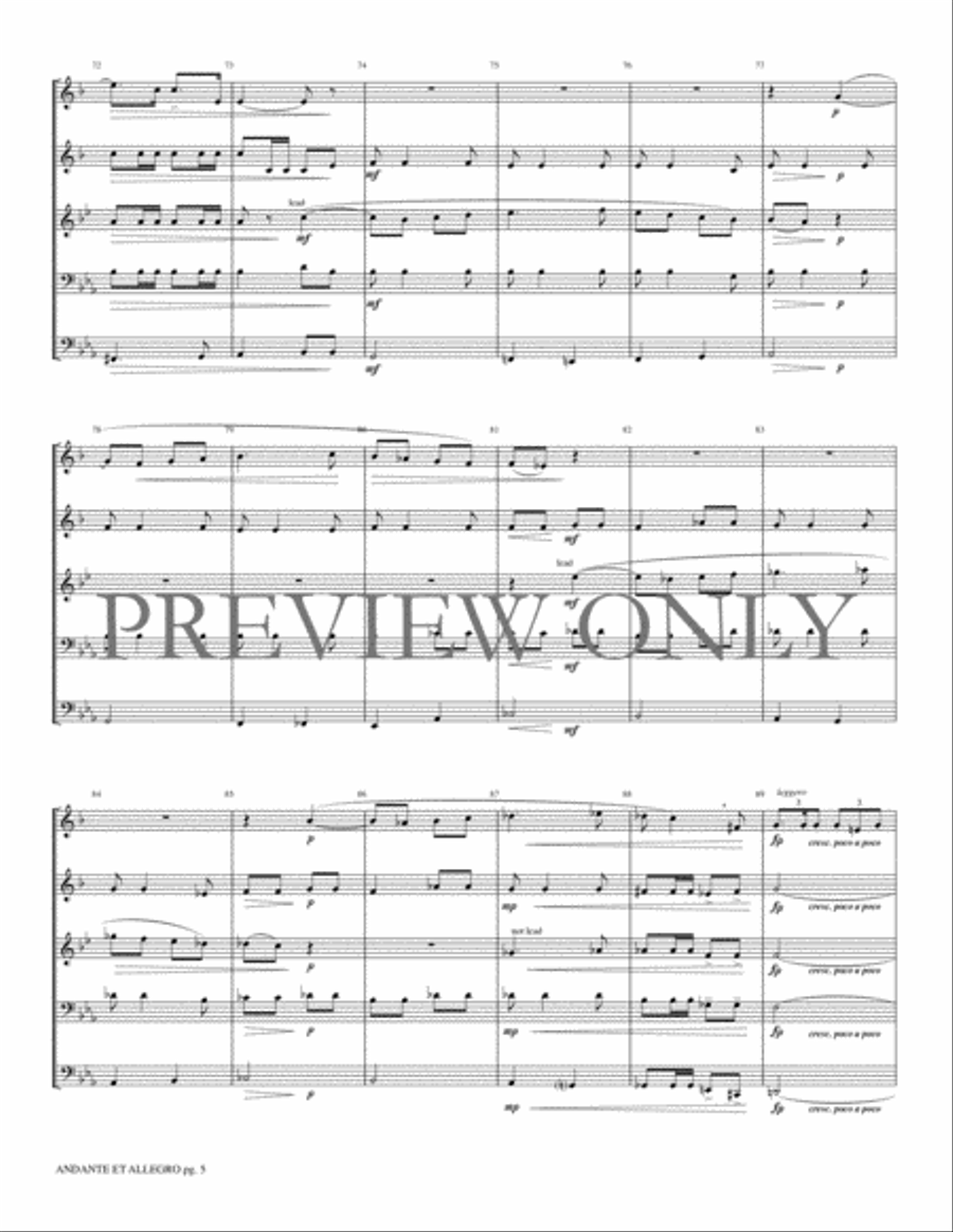 Andante et Allegro Brass Quintet scores gallery preview page 7