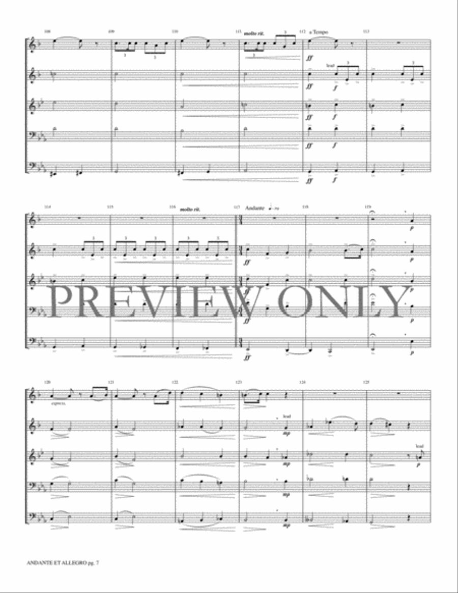 Andante et Allegro Brass Quintet scores gallery preview page 9
