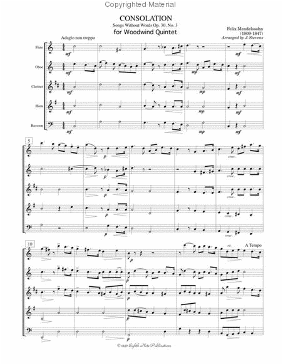 Consolation Consolation Woodwind Quintet scores gallery preview page 2