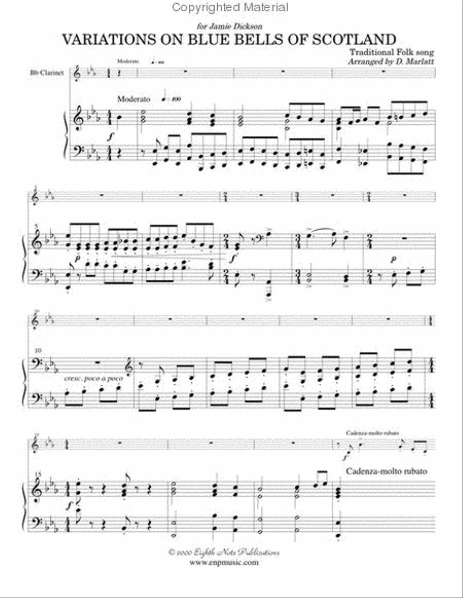 Variations on Blue Bells of Scotland Clarinet scores gallery preview page 2