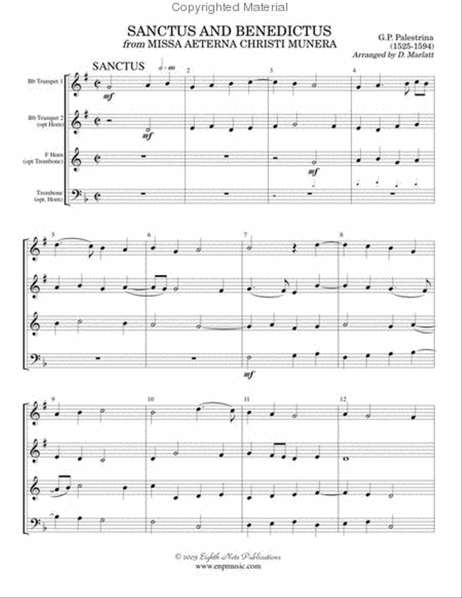 Sanctus and Benedictus Sanctus and Benedictus Brass Quartet scores gallery preview page 2