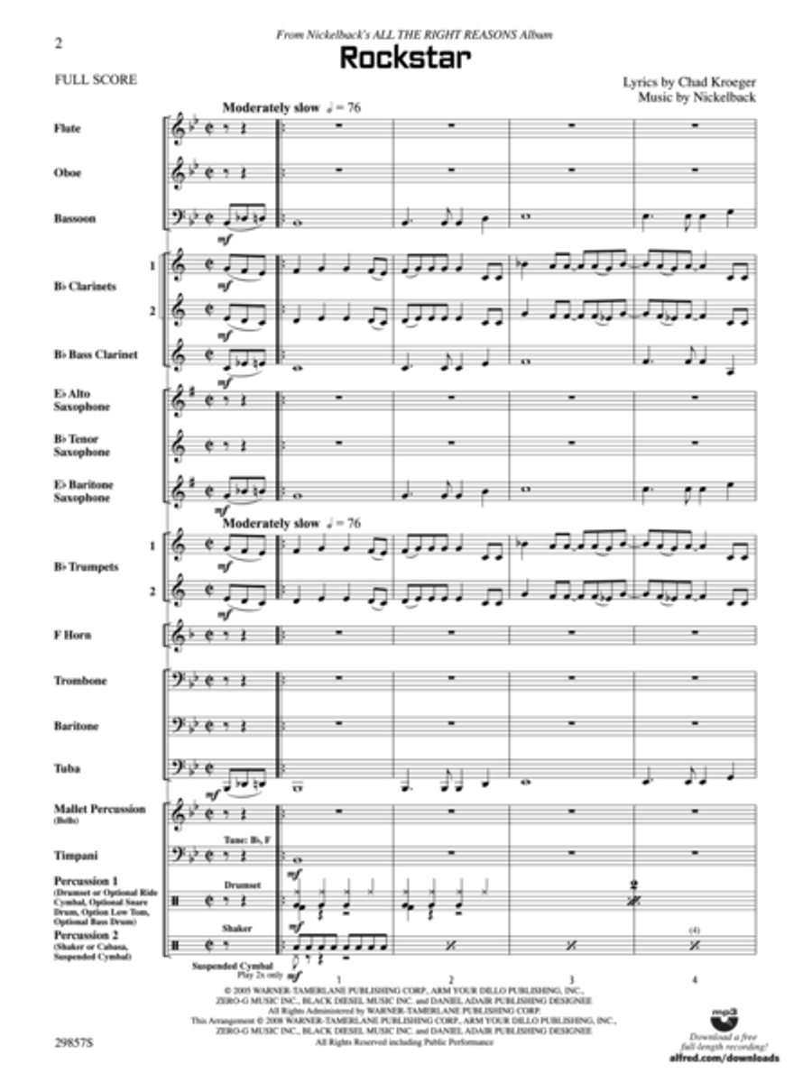 Rockstar (score only) Concert Band scores gallery preview page 2