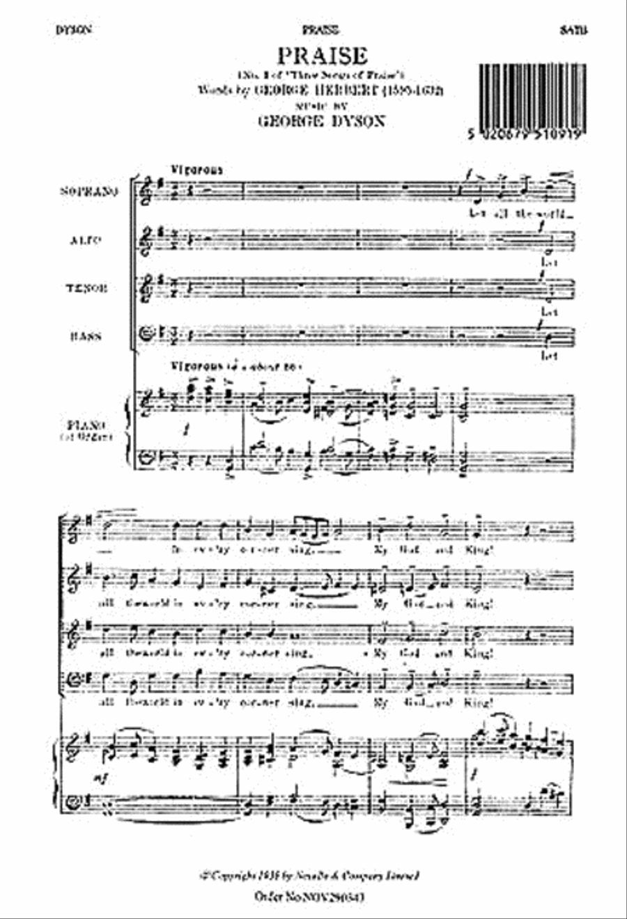 George Dyson: Praise No.1 4-Part scores gallery preview page 1