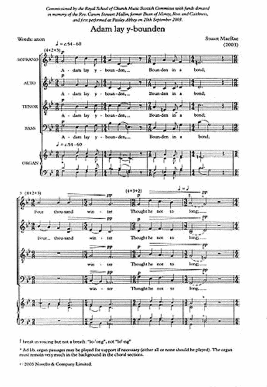 Stuart MacRae: Adam Lay Y-Bounden 4-Part scores gallery preview page 1