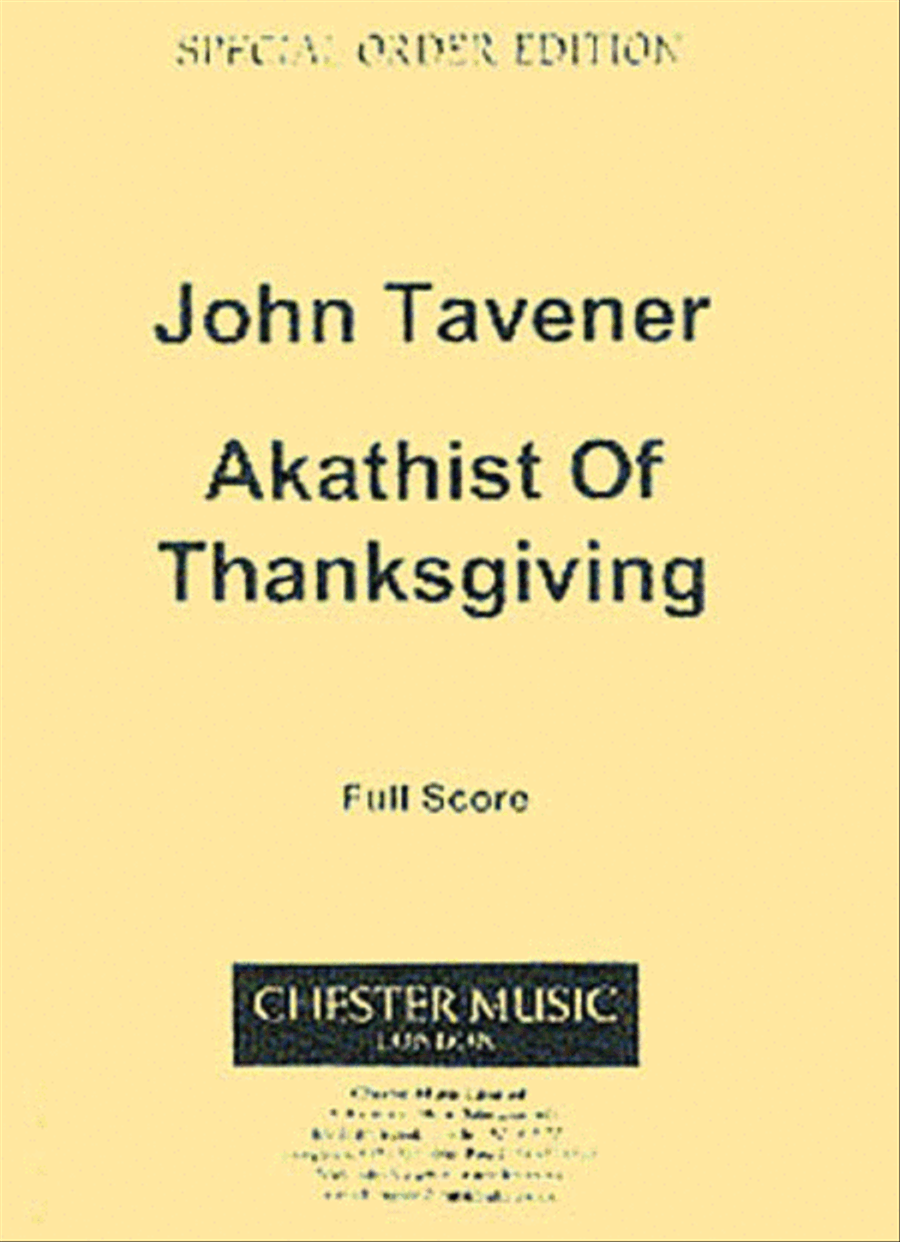 John Tavener: Akathist Of Thanksgiving SATBarB scores gallery preview page 1
