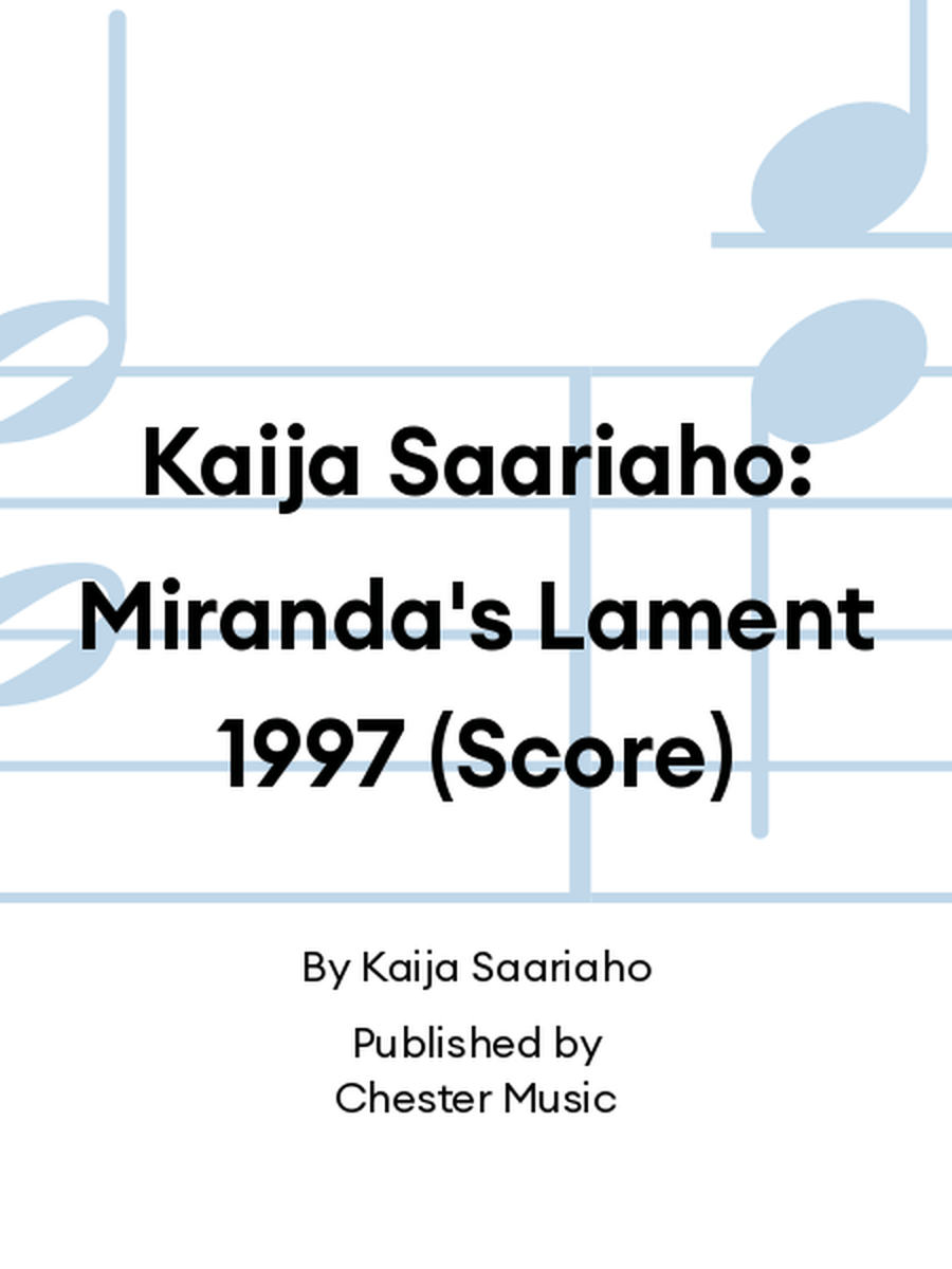 Kaija Saariaho: Miranda's Lament 1997 (Score) Clarinet scores gallery preview page 1