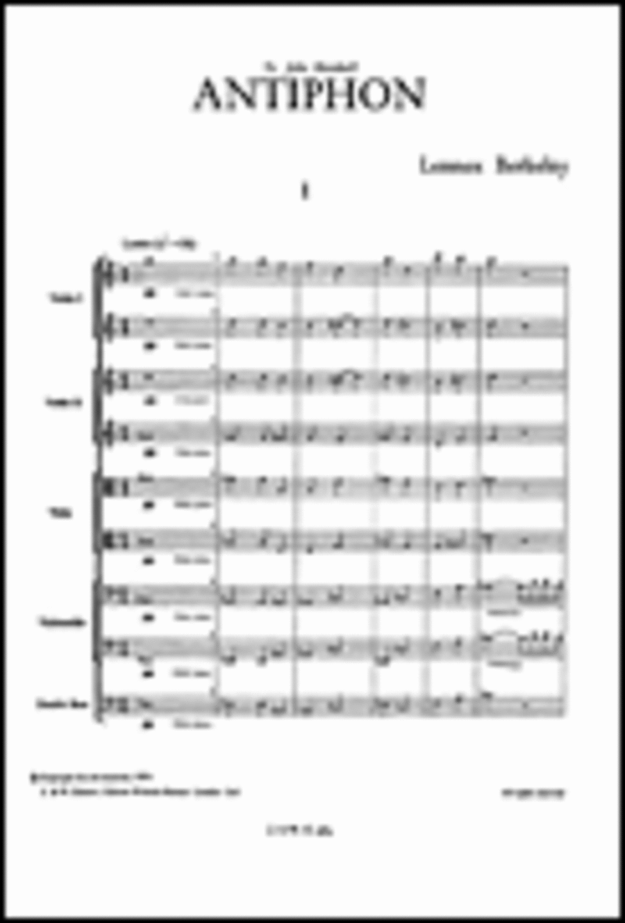 Lennox Berkeley: Antiphon For String Orchestra Op. 85 (Miniature Score) String Orchestra scores gallery preview page 1