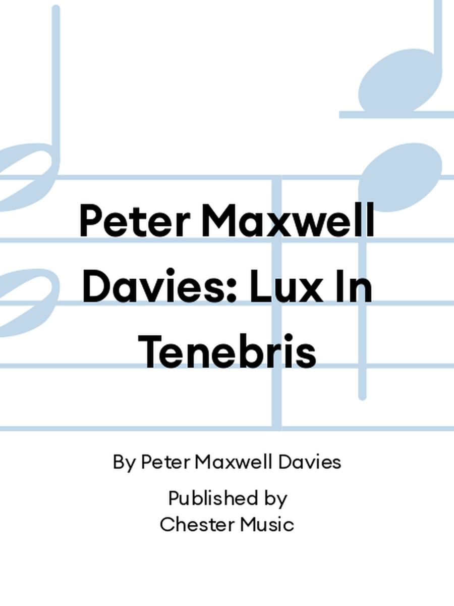 Peter Maxwell Davies: Lux In Tenebris Double Bass scores gallery preview page 1
