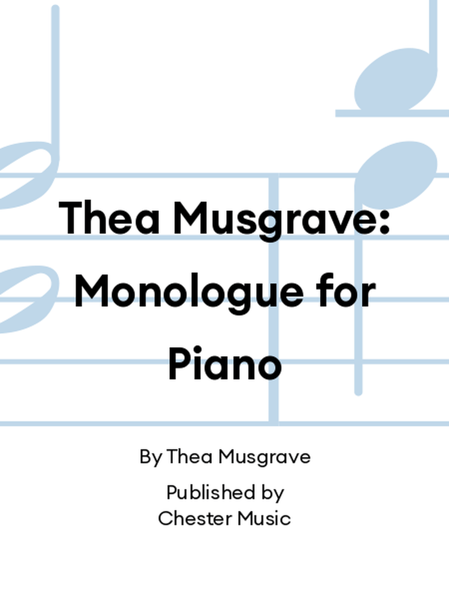 Thea Musgrave: Monologue for Piano Piano Solo scores gallery preview page 1