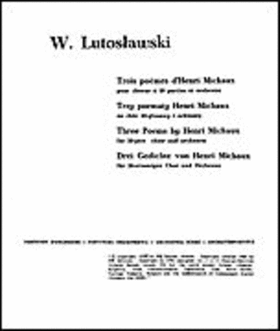 Witold Lutoslawski: Trois Poemes D'henri Michaux (Score) Orchestra scores gallery preview page 1