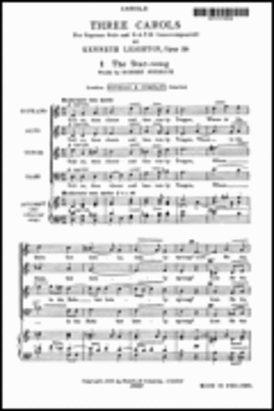 Kenneth Leighton: Star Song Op.25a 4-Part scores gallery preview page 1