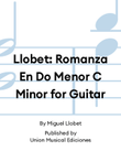 Llobet: Romanza En Do Menor C Minor for Guitar