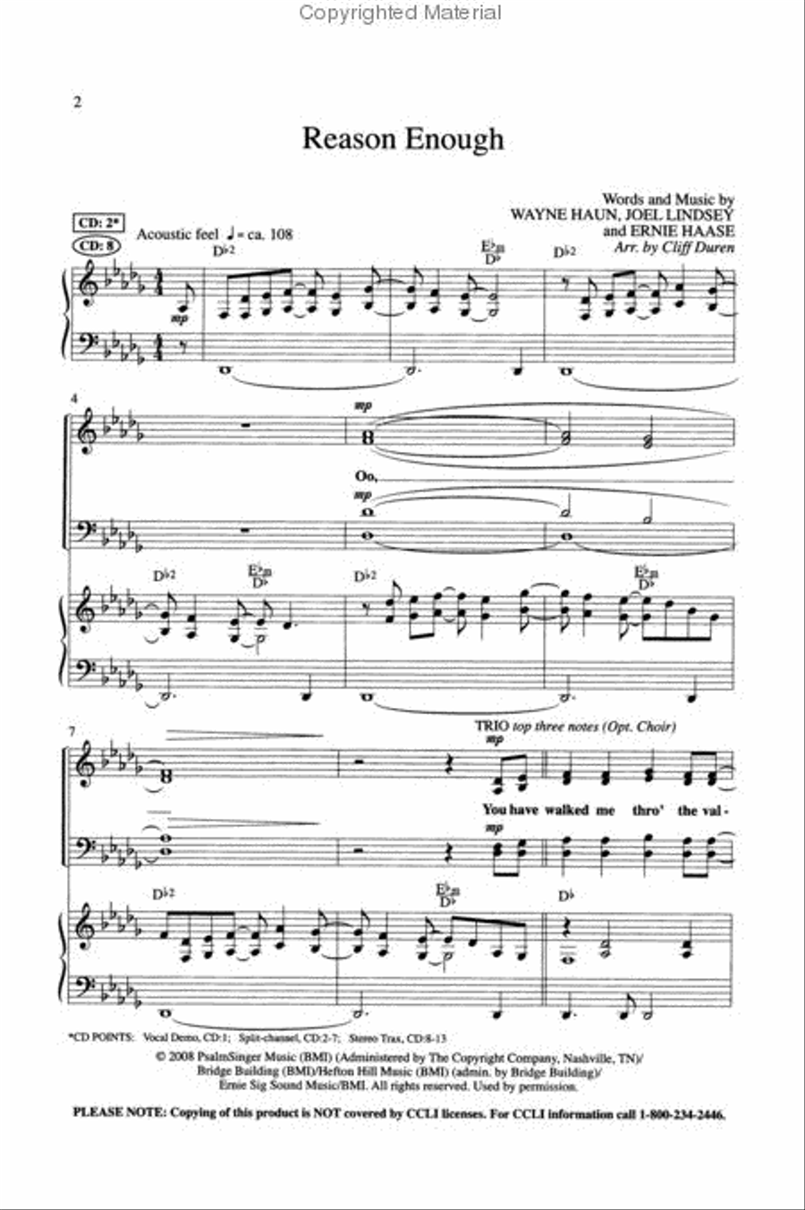 Reason Enough (Anthem) 4-Part scores gallery preview page 2