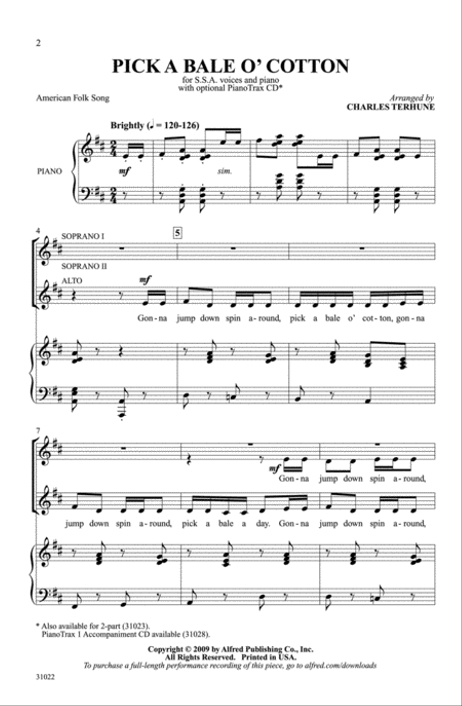 Pick a Bale o' Cotton Choir scores gallery preview page 2