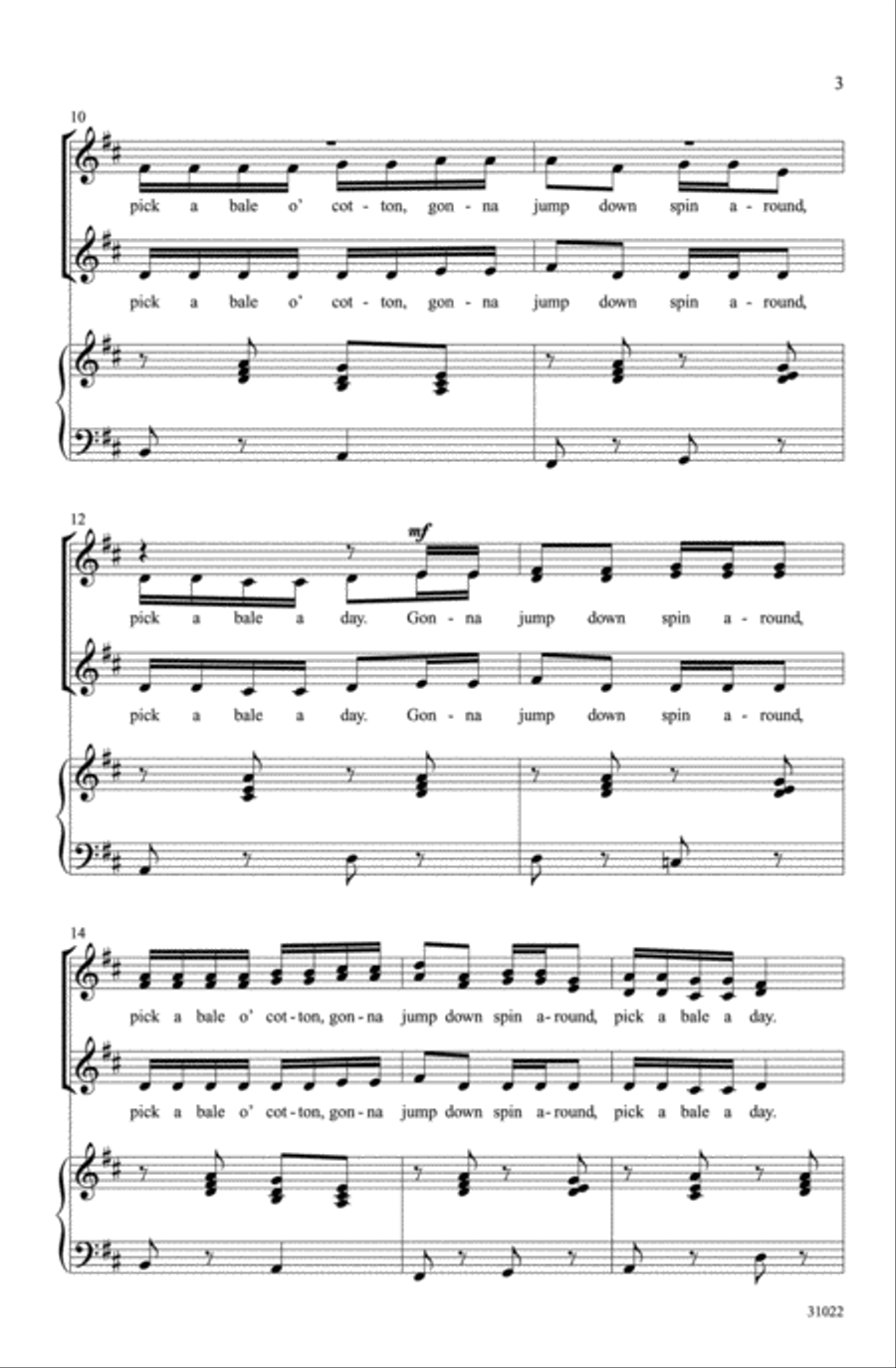Pick a Bale o' Cotton Choir scores gallery preview page 3