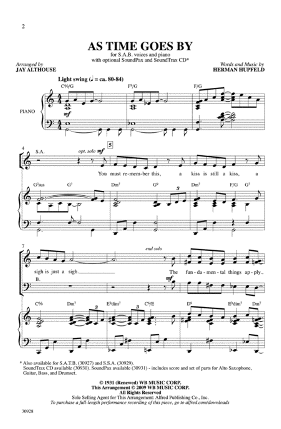 As Time Goes By As Time Goes By 3-Part scores gallery preview page 2