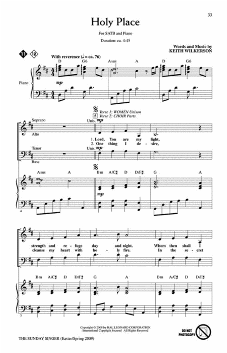 The Sunday Singer – Easter/Spring 2009 Choir scores gallery preview page 5