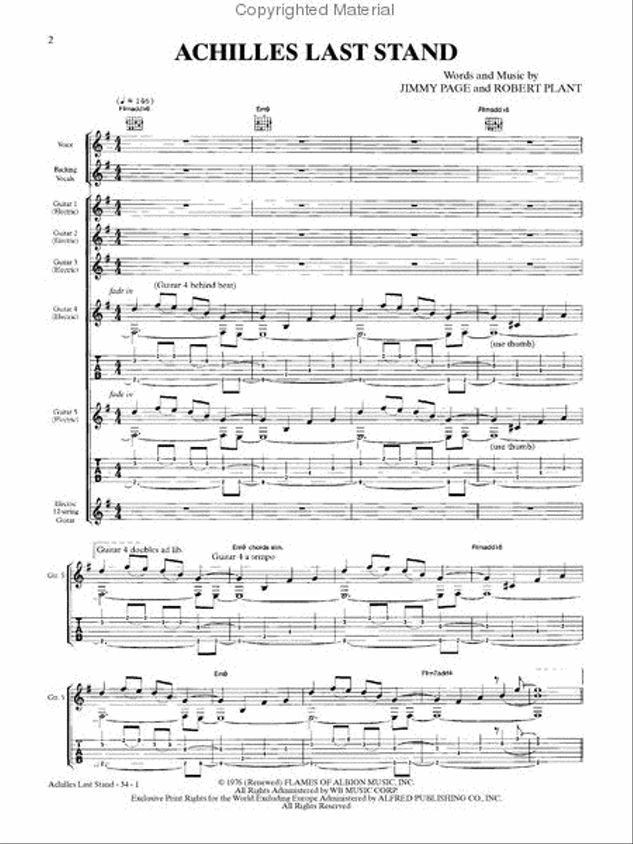 Led Zeppelin -- Presence Electric Guitar scores gallery preview page 3