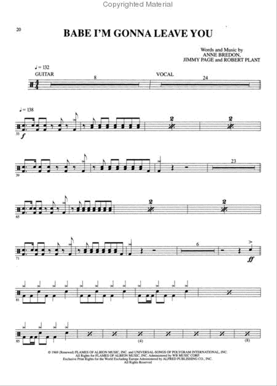 Led Zeppelin -- Mothership Percussion scores gallery preview page 3
