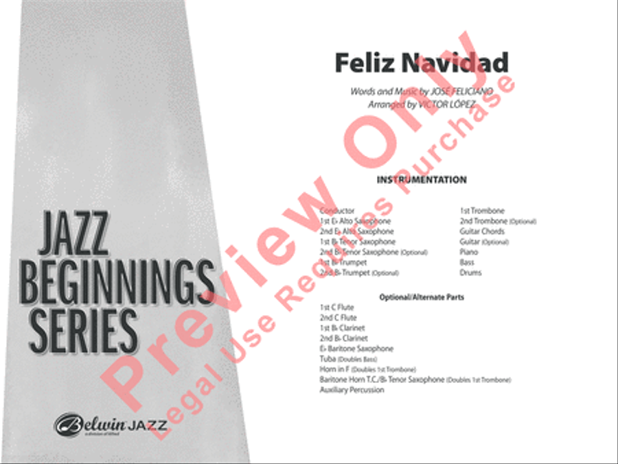 Feliz Navidad (score only) Jazz Ensemble scores gallery preview page 2